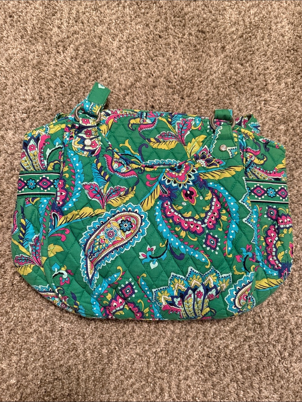 Vera Bradley Glenna Quilted Tote in Emerald Paisley